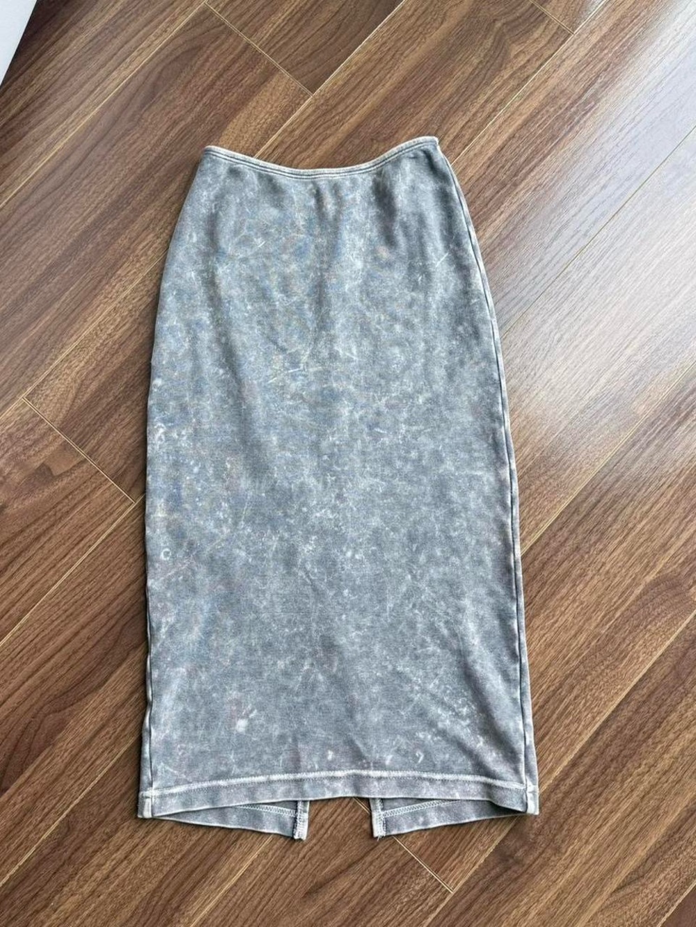 American Apparel Grey Washed Pencil Midi Skirt